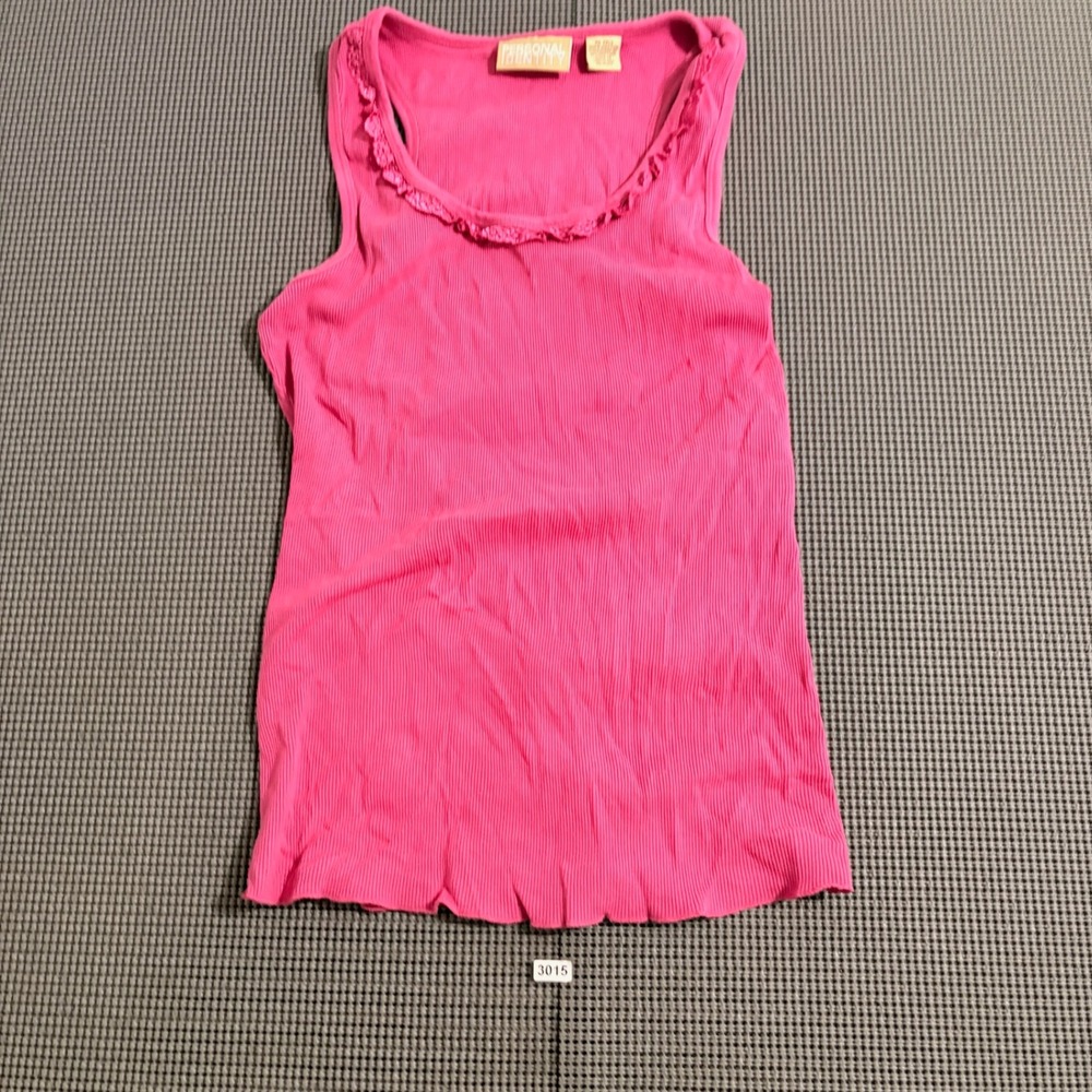 Personal Identity Womens Pink Ribbed Lace Trim Tank Top Size XL 15